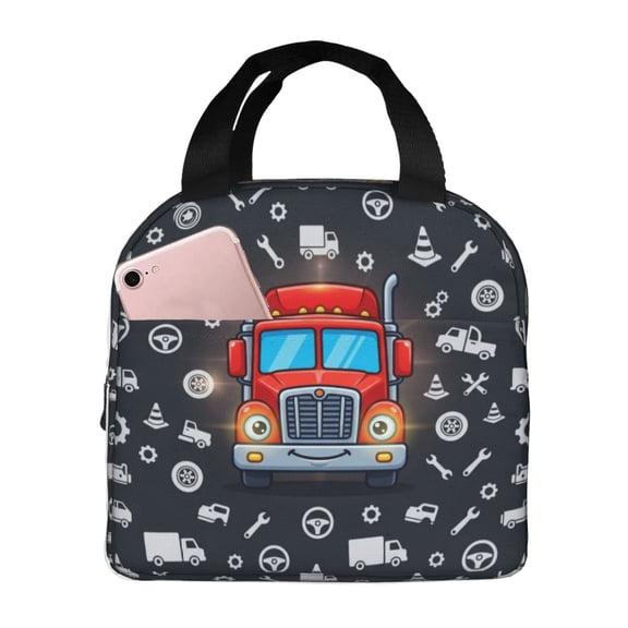 Truck Reusable Lunch Box And Insulated Lunch Bag With Cooler Tote For Bento Meals For Men Women Work Office Picnic Travel