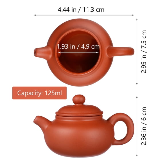 Minkissy Small Ceramic Clay Teapot Light Brown Handmade Pot for Home Tea Brewing and
