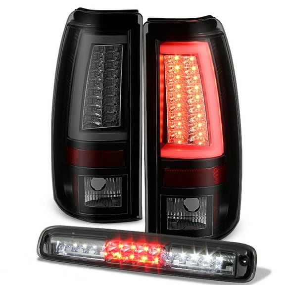 AKKON - Fits 2003-2006 Silverado Sierra Black Smoked LED Tail Lights LED 3rd Brake Lamp