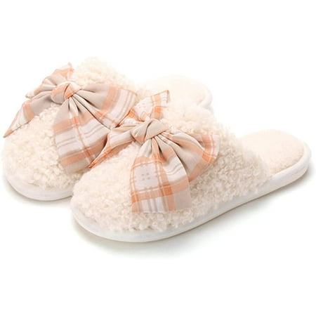 

DanceeMangoo Women s Fuzzy Faux Fur Winter Slippers Fluffy House Slippers Girls Memory Foam Shoes Anti-Skid Sole