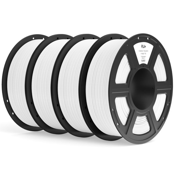 Filamento para impresora 3D ELEGOO PLA+, 1,75 mm, blanco, 4 kg