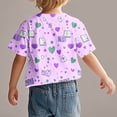 thumbnail image 4 of Short Sleeve Printed Round-Neck T-Shirt for Kids , Soft Polyester-Spandex Blend , Breathable Fabric , Loose Fit , Leak-Shoulder Design , Green Color, 4 of 9