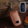 thumbnail image 3 of Key Fob Cover Compatible with Daihatsu Toyota Yaris Ativ Raize Veloz Avanza Rush Perodua 3 Button Keychain Case Holder Protector,3 Button-brown, 3 of 7