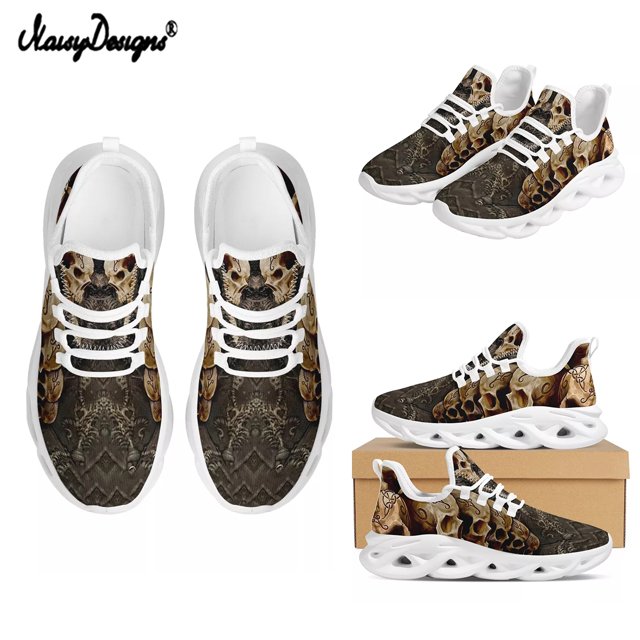 Noisydesigns - Zapatillas deportivas de tenis para hombre , informales, con diseño de calavera gótica, para hombre, planas, con cordones, para verano, para estudiantes