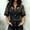 Black, variant on Morttic Women's Solid Color Denim-Look Lace Patchwork Shirt – Short Sleeve Button Down Chest Pockets Slim Fit Western Top Black，S