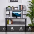 thumbnail image 6 of Homcom Office Computer Desk Writing Table Workstation with Storage Shelves, Black, 6 of 8