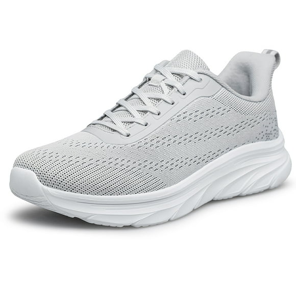 Mens Slip On Walking Shoes Non Slip Running Shoes Lightweight Tennis Shoes Breathable Workout Shoes Comfortable Fashion Sneakers Light Grey Size 11