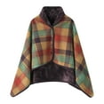 thumbnail image 2 of DAMAI Plaid Fleece Wearable Blanket, Shawl Comfy Poncho Throw with Buttons Unisex Cape Wrap Cover Warming Shawl Ponchos for Bed Sofa Office, 2 of 5