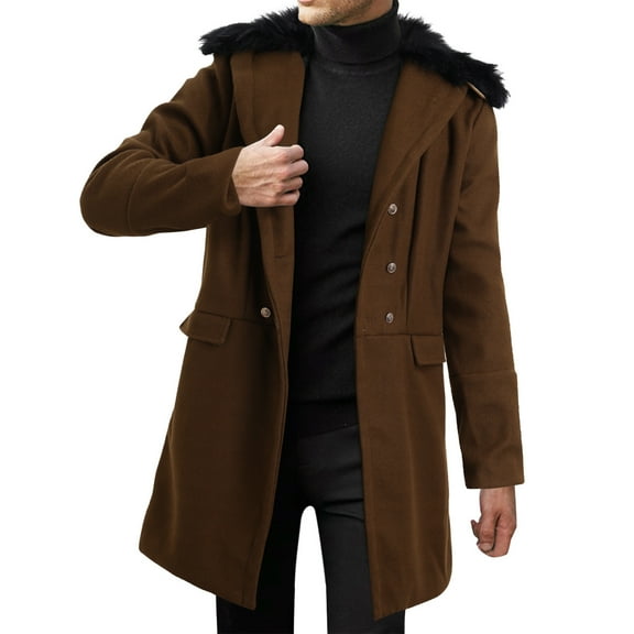 Men's Winter Leather Jacket Lapel Long Sleeve Padded Coat Thickened Sheepskin Casual Outerwear Windproof