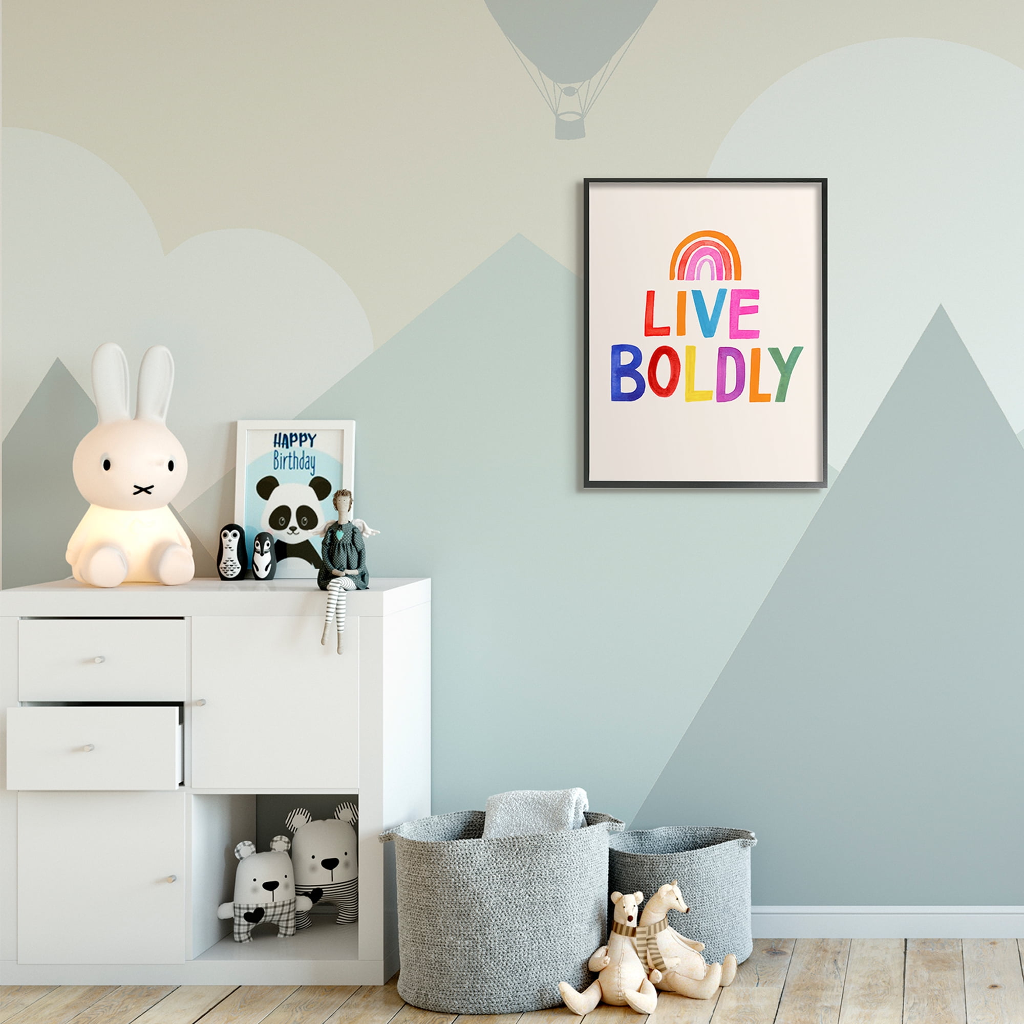 Stupell Industries Live Boldly Phrase Rainbow Block Letters Black Framed by Victoria Barnes