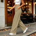 thumbnail image 6 of Vynhevius Women Wide Leg Pants Solid Drawstring Waist Dual Pockets Pleated Casual Loose Trousers, 6 of 7