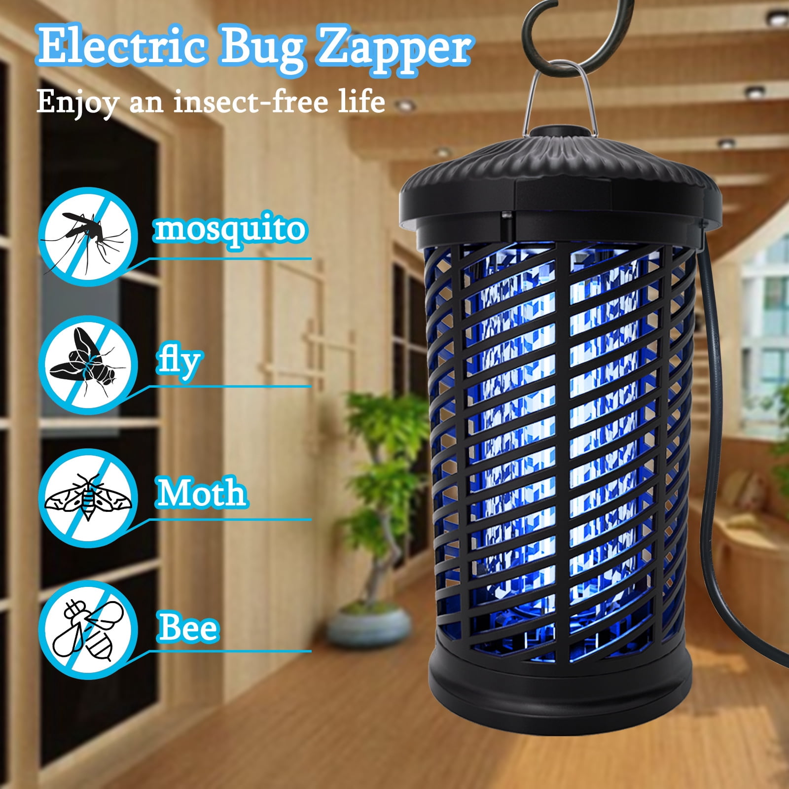 New type mosquito killer outdoor waterproof mosquito zapper electric mosquito trap outdoor garden high-power insect killer,Black-18W,Mosquito killer lamp