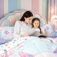 thumbnail image 5 of Manfei Colorful Axolotl 7-Piece Twin Bedding,Pastel Ocean Animal Bedding Comforter Set,Colorful Stars Reversible, 5 of 7