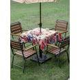 thumbnail image 4 of Outdoor Tablecloths with Umbrella Hole & Zipper, Independence Day 60x60 Inch Square Tablecloths, Patriotic Gnomes USA Flag Flowers Retro Waterproof Table Cloth, Patio/Pool/Picnic Table Covers, 4 of 8