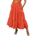 thumbnail image 2 of GZWYHT Maxi Skirt Fall Skirts Women's Summer Boho Flowy Swing Tiered A-Line Midi Skirt 2025 Fashion Trendy Elastic Waist Pleated Long Beach Dress Long Skirt Flowy Skirt Womens Skirt Orange Skirt M, 2 of 7