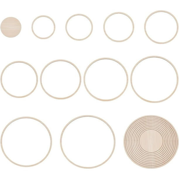 Juego de 11 moldes planos y redondos para formar platos de cerámica. Herramientas de alfarería con figuras geométricas concéntricas de madera. Molde para arcilla.