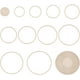 thumbnail image 1 of Juego de 11 moldes planos y redondos para formar platos de cerámica. Herramientas de alfarería con figuras geométricas concéntricas de madera. Molde para arcilla., 1 of 9