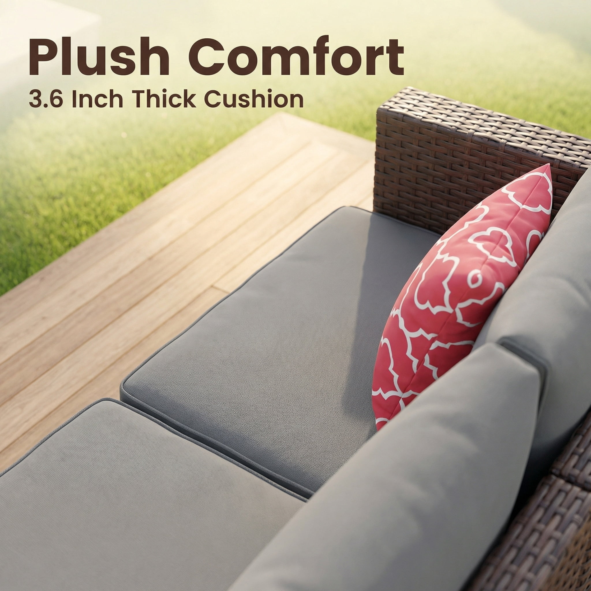 Patio Furniture Set on Sale, Lofka 5 Pieces Outdoor Furniture Set, Conversation Patio Set with Glass Coffee Table,Thicken Gray Cushions, Water Resistant