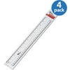 Office Impressions Ruler, 12" Length, Clear, 4 Pack
