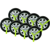 2" x 12' Winch Lasso Strap with "O" Ring Safety HI Viz Green Webbing, 12" Cordura Sleeve (8 Pack)