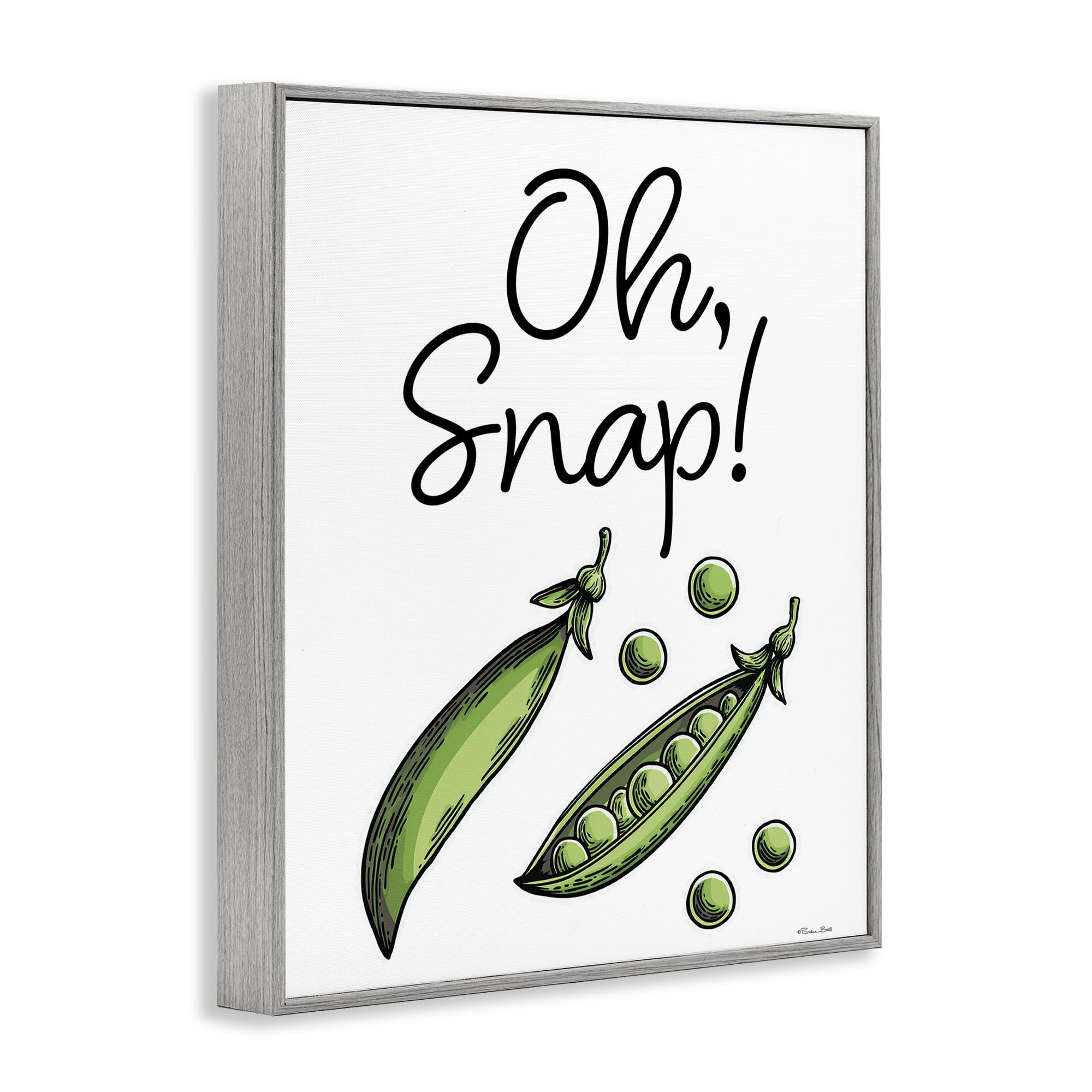Stupell Industries Oh Snap Peas Gray Framed Giclee Art, design by Susan Ball