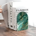 thumbnail image 6 of Zufioo Green And Gold Marble Print Wooden Bookends, Metal Bookshelf Non-slip Bookends, Home Furnishings Suitable for Bookcases Offices, 6 of 8