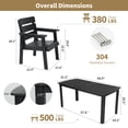 thumbnail image 6 of DEAUL 7-Piece Outdoor Dining Set, All-Weather HIPS Patio Table & 6 Chairs with Umbrella Hole, Outdoor Furniture for Garden Backyard Deck（Black）, 6 of 8