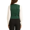 thumbnail image 3 of INSPIRE CHIC Vintage Vest for Women's Button Up Jacquard Steampunk Suit Waistcoat with Pockets M Dark Green, 3 of 6
