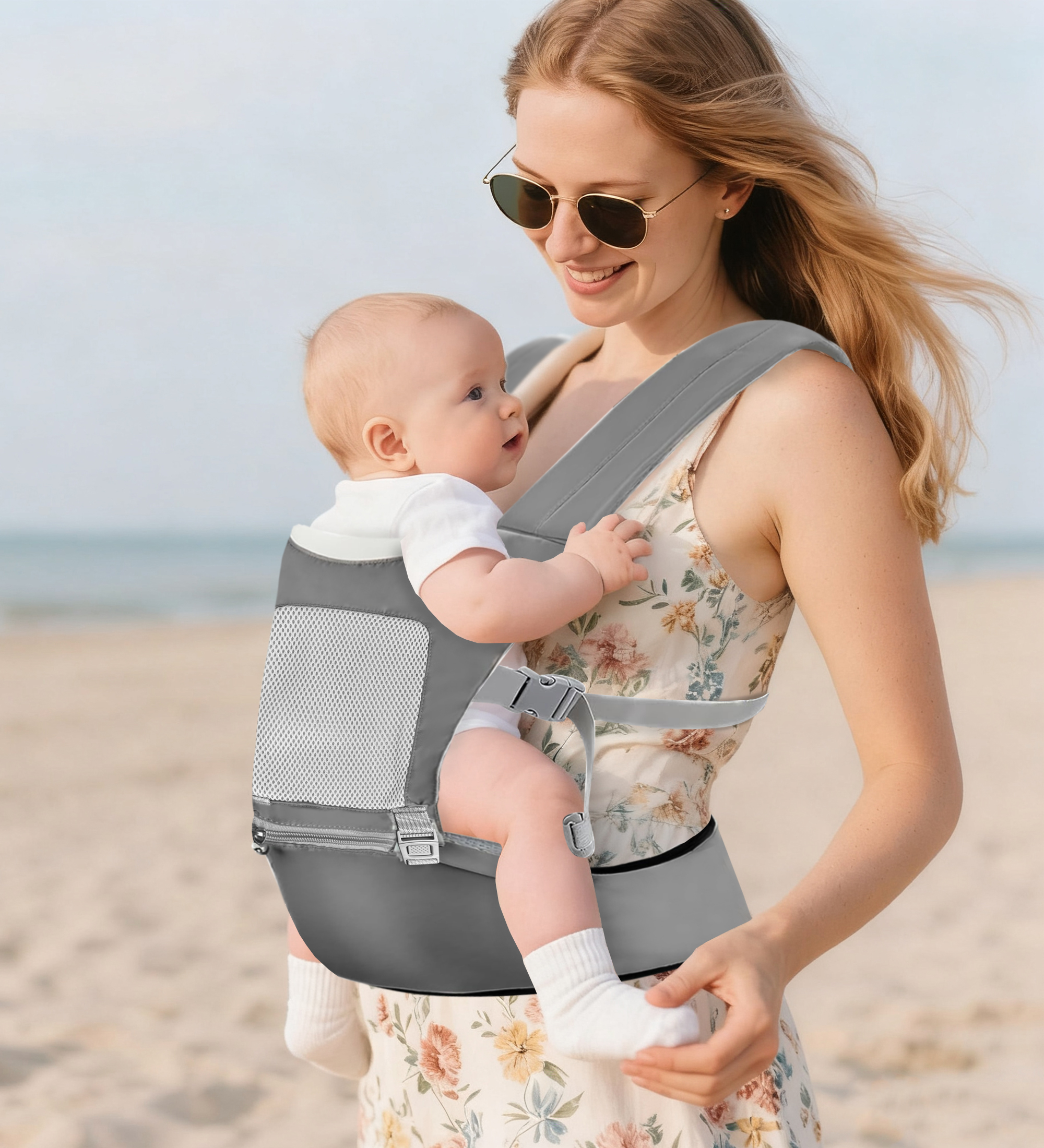 Rupoun Baby Carrier with Hip Seat, 4-Position, Breathable Mesh photo 4