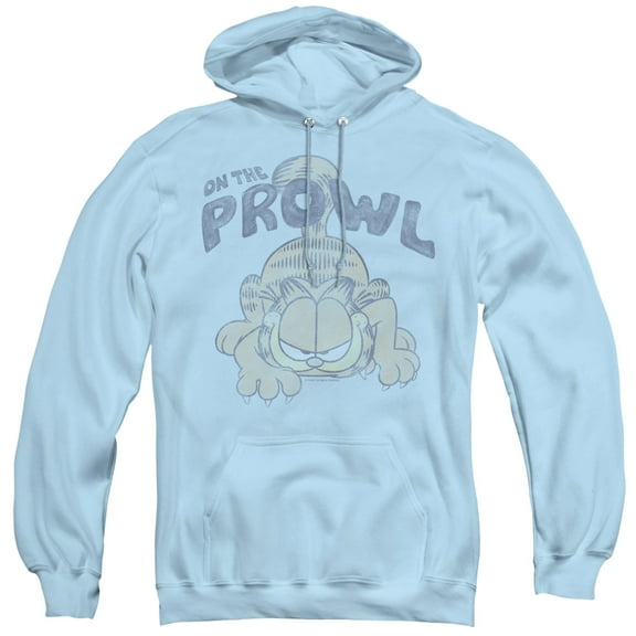 Garfield Prowl Adult Pullover Hoodie Sweatshirt Light Blue