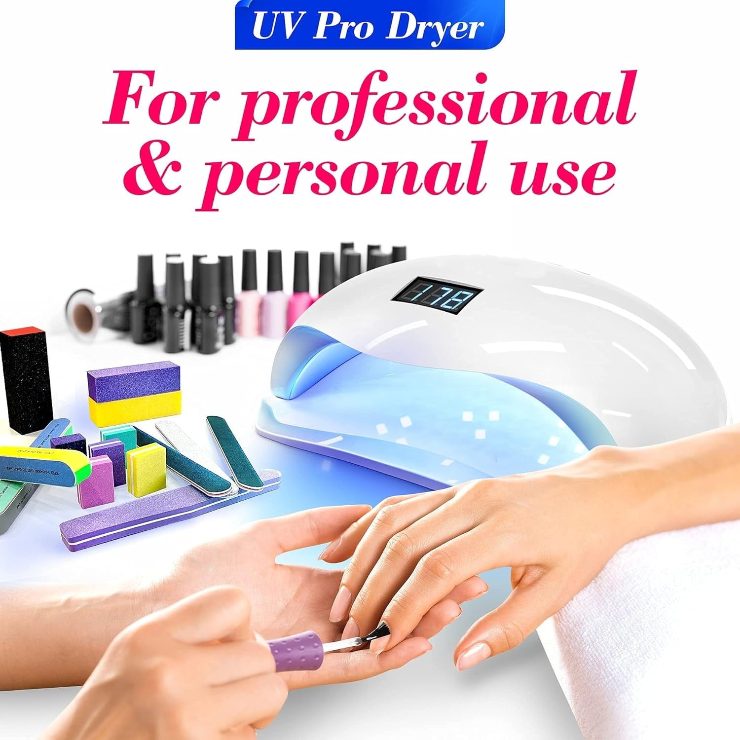 180W UV LED Nail Lamp – Professional Fast Nail Dryer for Gel Polish with 57 LEDs, Auto Sensor, LCD Display, 4 Timer Settings, Cures Fingernails & Toenails, Salon Quality for All Gel Types