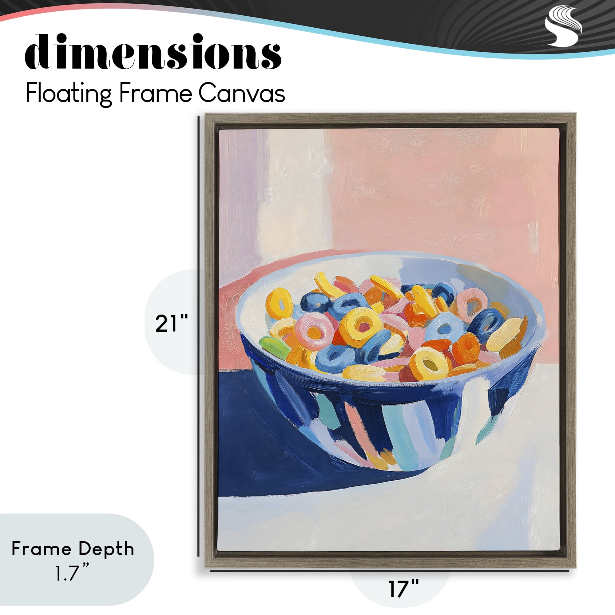 Stupell Industries Colorful Cereal Bowl Brown Framed Floater Canvas Wall Art, design by The Prints Vibe