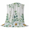 thumbnail image 6 of Green Eucalyptus Leaves Blanket Soft Cozy Warm Throw Blanket for Couch, Plush Fuzzy Flannel Fleece Blankets for Sofa, Summer Botanical Watercolor Daisy Bed Blankets Lightweight Gifts for Men, 32"x48", 6 of 9