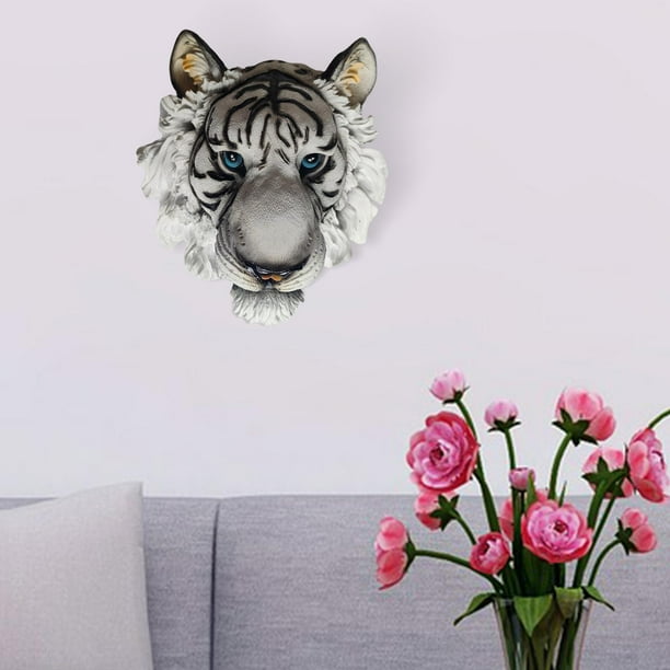 Cabeza de tigre de resina 3D Montaje en pared Escultura animal Accesorios Artesanía Arte animal grande para granja pequeña sala de TV pequeña sala Decoración Fernando Estatua de cabeza de animales