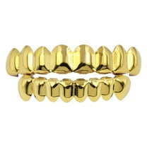 Plated Gold Grills Teeth For Men Women Iced Out Hop Poker Diamond Top & Bottom Face Grills For Teeth Rapper Filling for Teeth Medium Top Braces for Teeth That Look Real Snap on Dentures Mountain