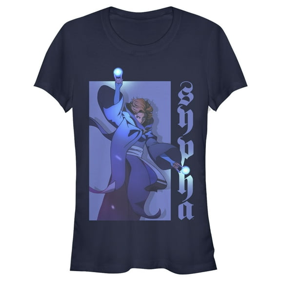 Junior's Castlevania Sypha Belnades Portrait Graphic Tee Navy Blue Medium