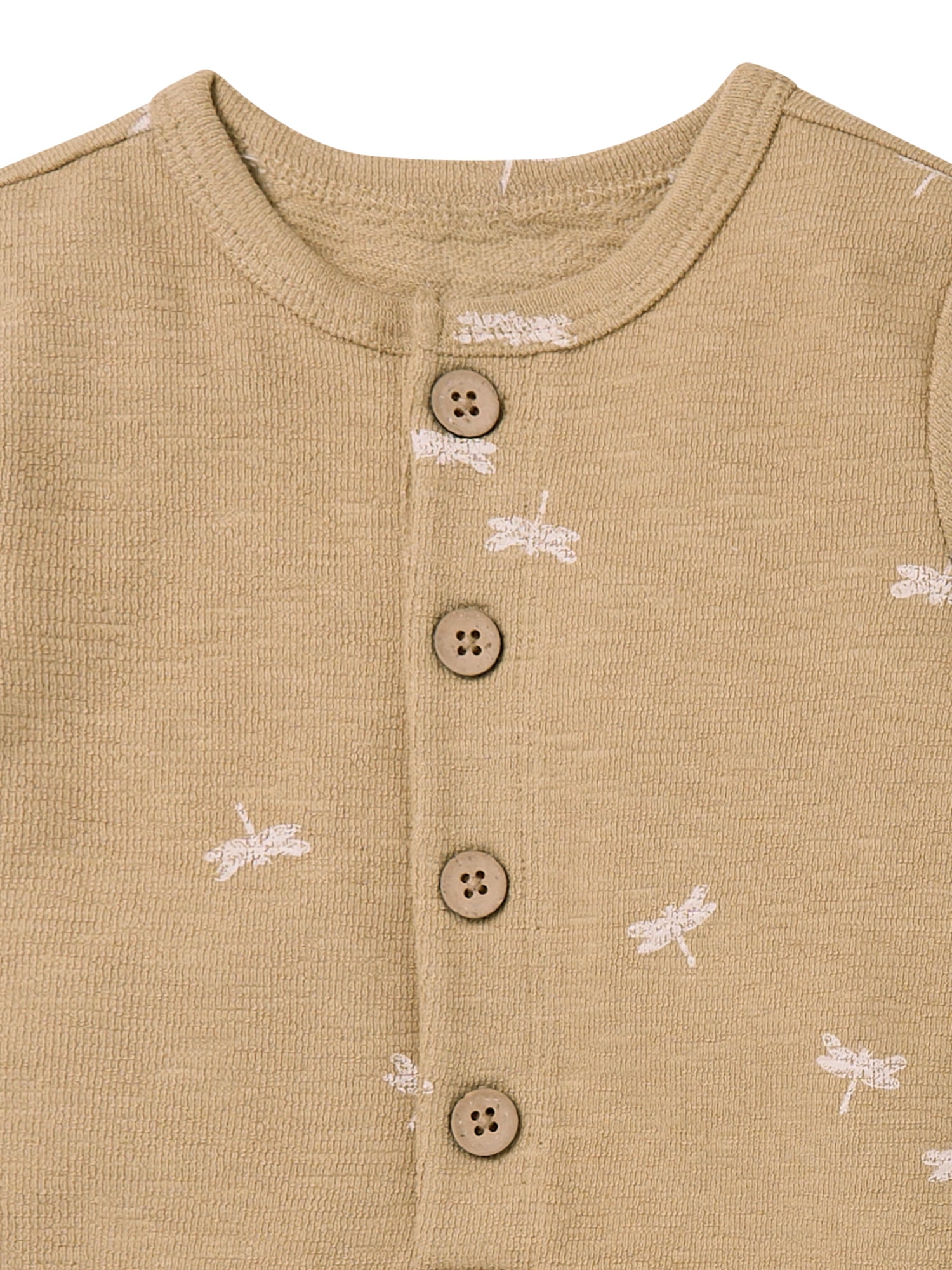 Modern Moments by Gerber Baby Boy Short Sleeve Henley Romper, Sizes 0/3 Months - 24 Months