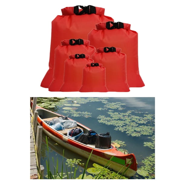 Bolsa seca flotante impermeable de 6 piezas para kayak, rafting, natación, playa, pesca, proceso de de pegamento de línea completa, diseño de rojo Macarena Bolsas secas impermeables