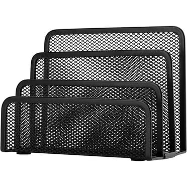 Yiephiot Desk Mail Organizer non-slip mat 6.7" x 3" x 5.2" Practical Letter Sorter Black