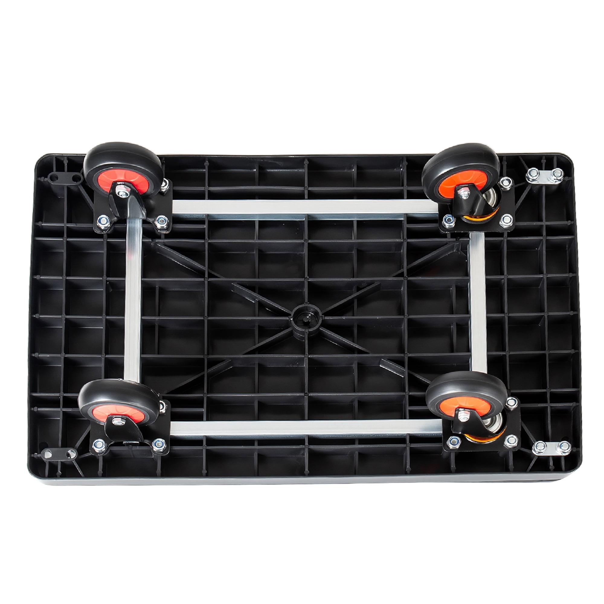 Foldable Platform Truck Dolly, 330lbs Heavy‑Duty Push Handcart with 4'' TPR 360° Silent Swivel Wheels & 4 Steel Load‑Bearing Beams for Warehouse Garage Home Moving