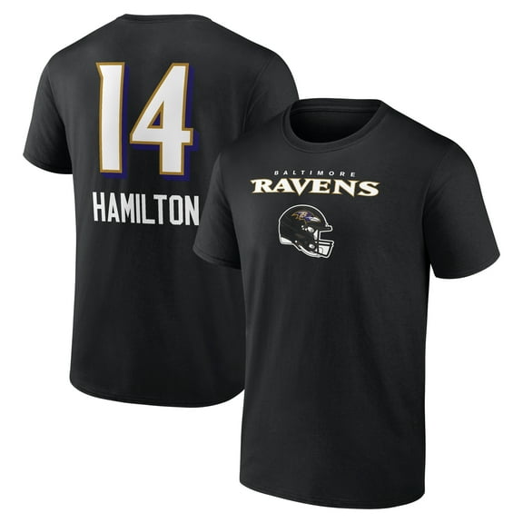 Men's Kyle Hamilton Black Baltimore Ravens Team Wordmark Player Name & Number T-Shirt