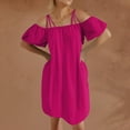 thumbnail image 5 of WULMLEO Women's Plus Size Dresses Off Shoulder Short Sleeve Short Dresses Causal Loose Tunic Summer Dress Hot Pink 3XL, 5 of 5