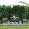 thumbnail image 3 of Patiojoy 4PCS Rattan Wicker Outdoor Patio Conversation Set Cushioned Sofa Coffee Table, 3 of 5