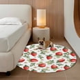 thumbnail image 3 of Red Strawberry Round Rug 3.3ft Washable Circle Entryway Rugs Non Slip Summer Fruits Farmhouse Leaves Floral Rustic Area Rug Indoor Floor Carpet for Bedroom Kitchen Living Room Home Office Dining Room, 3 of 8