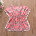 thumbnail image 6 of Gunia Kids Girls' Dresses Swimwear Cover Up Leopard Rainbow Tassel Beach Pompom Poncho Rash Guards Swimsuits Bikini Cover Ups Pink Cotton 4-5 Years Outwear, 6 of 9