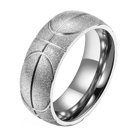 PAURO Unisex's Stainless Steel Romantic Simple Classic Elegant Novel Exquisite Basketball Ring Silver Size 13