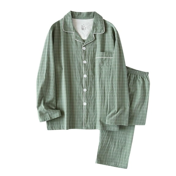 Jamicy Button Up Pajamas for Men Gift for Men Pajamas for Men 2 Piece Pajama Set Long Sleeve Button Down Men's Sleepwear Soft Mens Pjs Set