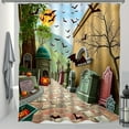 thumbnail image 1 of Whimsical Rideau de Douche Halloween - Design Effrayant avec Chauves-Souris et Citrouilles, 1 of 4
