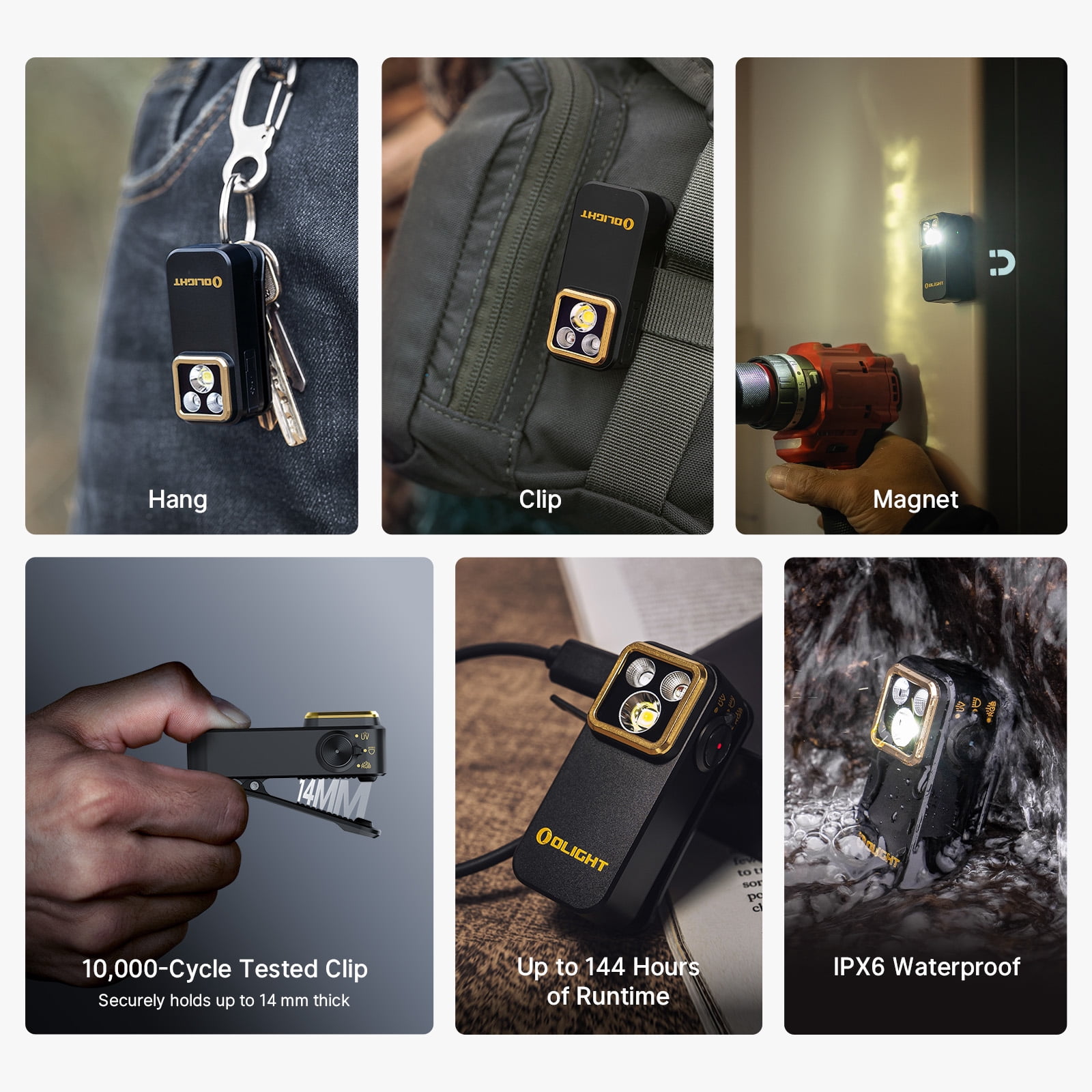 Olight Oclip Pro S Multifunctional EDC Clip Light, 600 Lu White, UV, RGB (Black)
