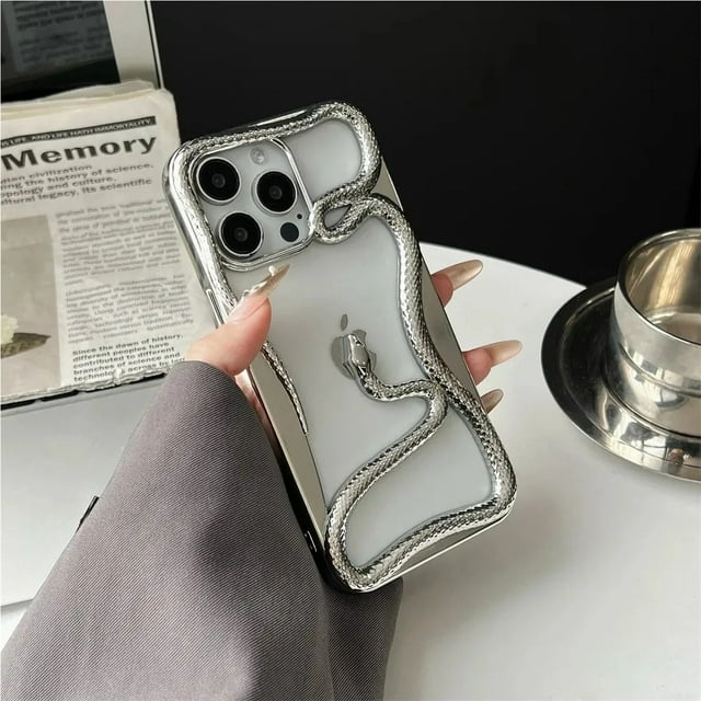 3D Luxury Snake Phone Case For iPhone17 16 Pro Max Matte Plating Fashion Protective Cover Fundas